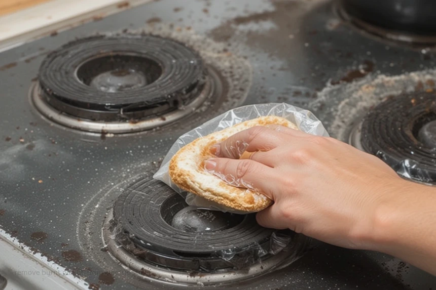 remove burnt plastic from electric stove