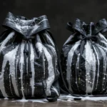 white paint on black leather rough bags
