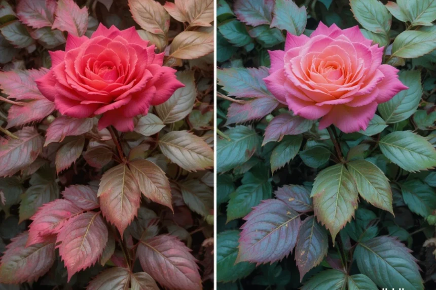 rose foliage color changes